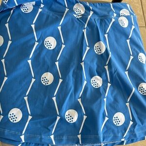 Chic Blue Golf Print Mini Skirt